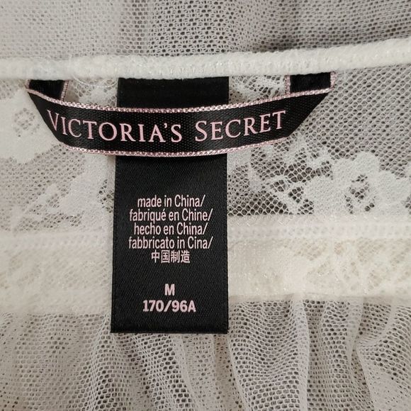 Victoria's Secret Ivory Lace & Mesh Chemise Babydoll Sheer Medium - Picture 7 of 9